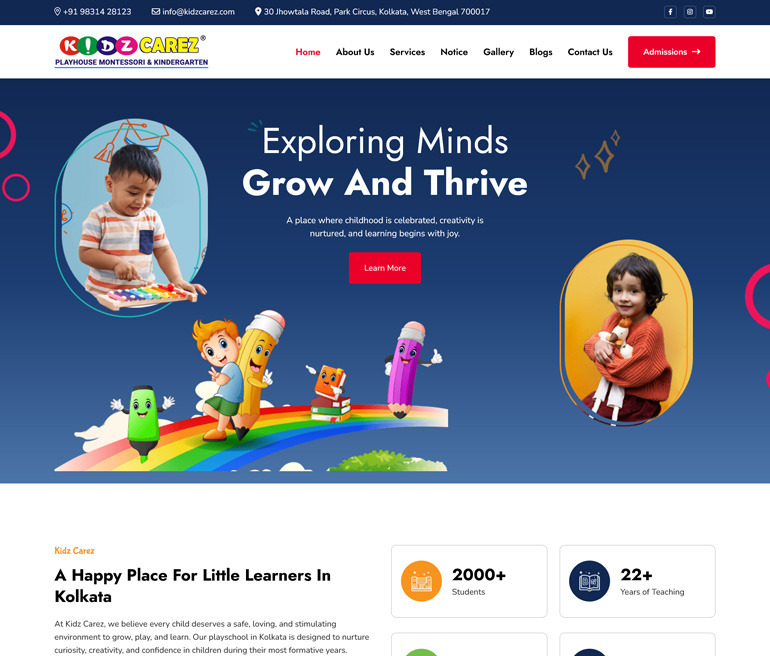 Kidz Carez website snapshot