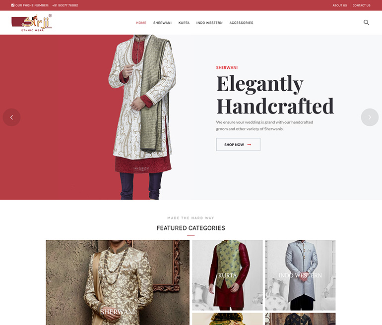 Sirji Ethnic Wear website snapshot